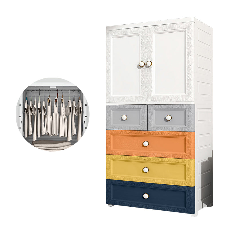Contemporary Style Wardrobe Plastic Bedroom Wardrobe Closet With Drawer