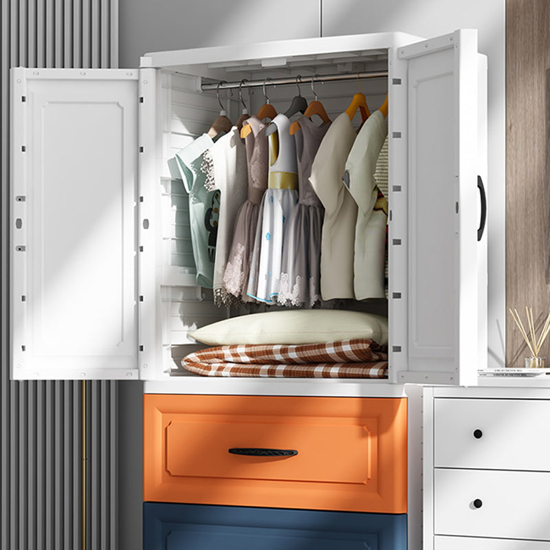 Contemporary Style Wardrobe Plastic Bedroom Wardrobe Closet With Drawer