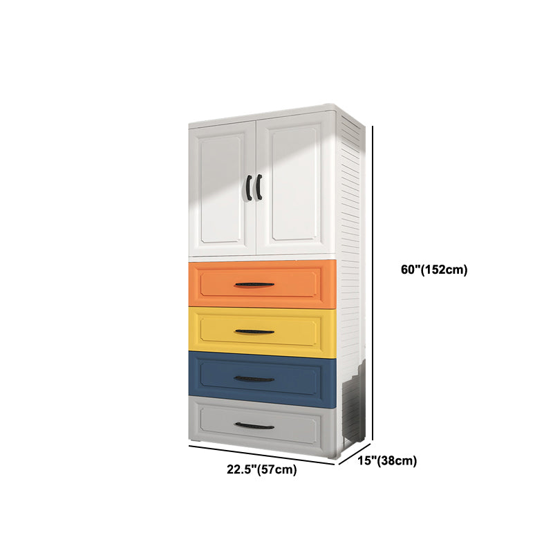 Contemporary Style Wardrobe Plastic Bedroom Wardrobe Closet With Drawer