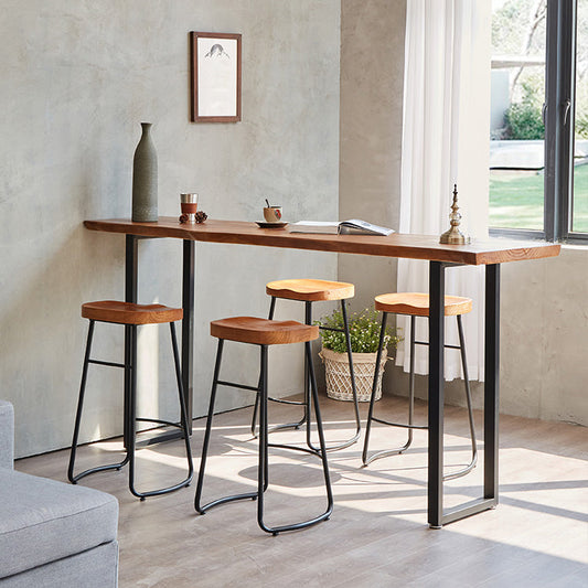 Modern Rectangle Solid Wood Bar Table Set 1/2/4/5/9 Pieces Counter Table with Stools Clearhalo 'Bar Furniture' 'furn' 'furn_home_bar_bar_sets' 'Furniture' 'Home Bars & Bar Sets' 'home_bar_bar_sets' 'Kitchen & Dining Furniture' 5373344