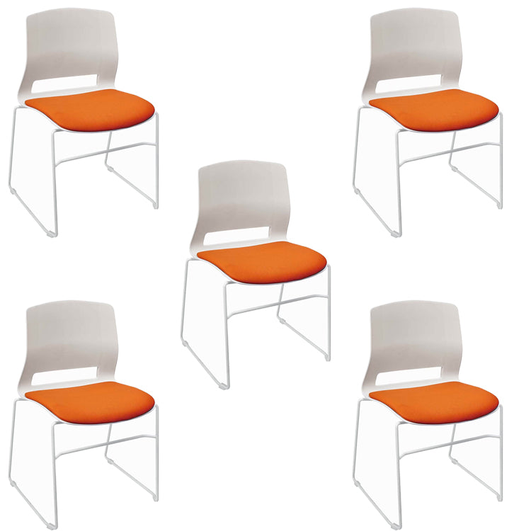 Mesh Fabric Seat Conference Chair Armless Modern Ergonomic Chair for Office Orange 5 Piece Set Clearhalo 'furn' 'furn_office_chair' 'Furniture' 'Office Chairs' 'Office Furniture' 'office_chair' 5373381
