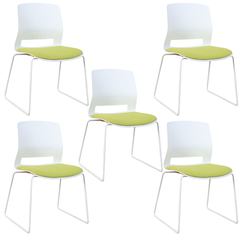 Mesh Fabric Seat Conference Chair Armless Modern Ergonomic Chair for Office Green 5 Piece Set Clearhalo 'furn' 'furn_office_chair' 'Furniture' 'Office Chairs' 'Office Furniture' 'office_chair' 5373386