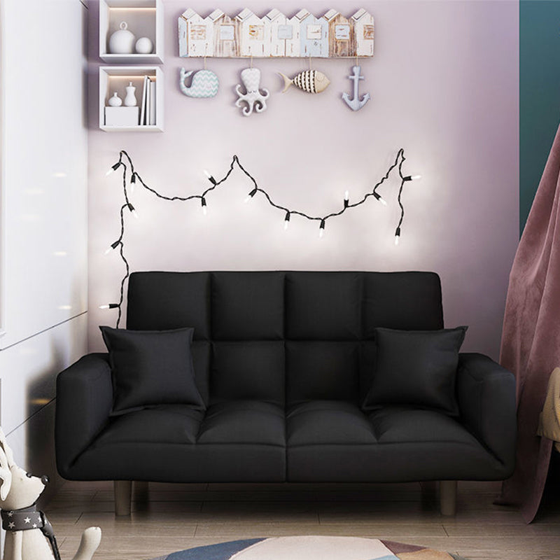 Linen Blend Contemporary Square Sofa Convertible Sofa, 45.66" L X 17.71" W X 25.98" H Black Clearhalo 'furn' 'furn_sofas' 'Furniture' 'Living Room Furniture' 'Sofa' 'sofas' 5373431