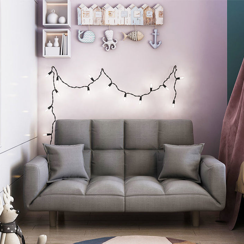 Linen Blend Contemporary Square Sofa Convertible Sofa, 45.66" L X 17.71" W X 25.98" H Grey Clearhalo 'furn' 'furn_sofas' 'Furniture' 'Living Room Furniture' 'Sofa' 'sofas' 5373432