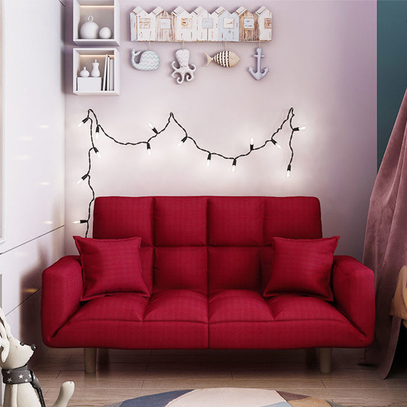 Linen Blend Contemporary Square Sofa Convertible Sofa, 45.66" L X 17.71" W X 25.98" H Red Clearhalo 'furn' 'furn_sofas' 'Furniture' 'Living Room Furniture' 'Sofa' 'sofas' 5373433