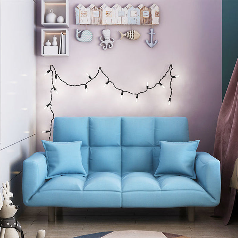 Linen Blend Contemporary Square Sofa Convertible Sofa, 45.66" L X 17.71" W X 25.98" H Light Blue Clearhalo 'furn' 'furn_sofas' 'Furniture' 'Living Room Furniture' 'Sofa' 'sofas' 5373435