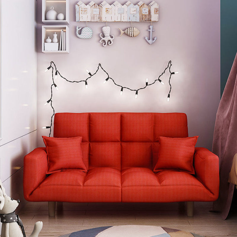 Linen Blend Contemporary Square Sofa Convertible Sofa, 45.66" L X 17.71" W X 25.98" H Orange Red Clearhalo 'furn' 'furn_sofas' 'Furniture' 'Living Room Furniture' 'Sofa' 'sofas' 5373438