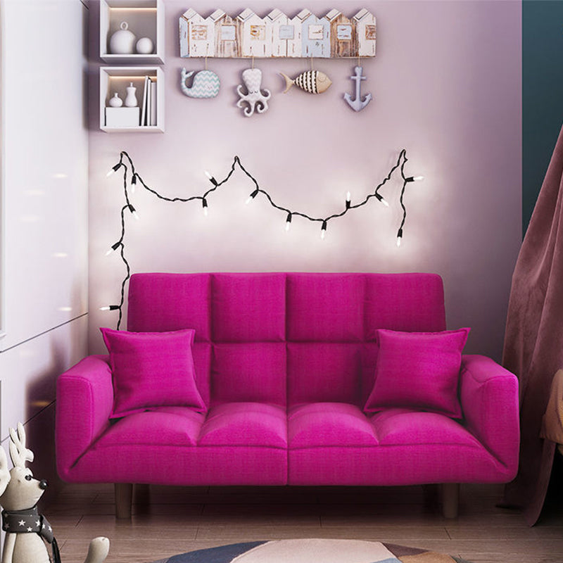 Linen Blend Contemporary Square Sofa Convertible Sofa, 45.66" L X 17.71" W X 25.98" H Rose Red Clearhalo 'furn' 'furn_sofas' 'Furniture' 'Living Room Furniture' 'Sofa' 'sofas' 5373441