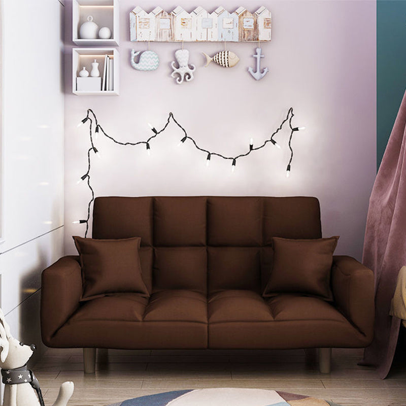 Linen Blend Contemporary Square Sofa Convertible Sofa, 45.66" L X 17.71" W X 25.98" H Coffee Clearhalo 'furn' 'furn_sofas' 'Furniture' 'Living Room Furniture' 'Sofa' 'sofas' 5373443