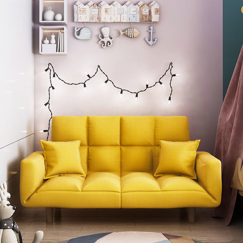 Linen Blend Contemporary Square Sofa Convertible Sofa, 45.66" L X 17.71" W X 25.98" H Yellow Clearhalo 'furn' 'furn_sofas' 'Furniture' 'Living Room Furniture' 'Sofa' 'sofas' 5373446