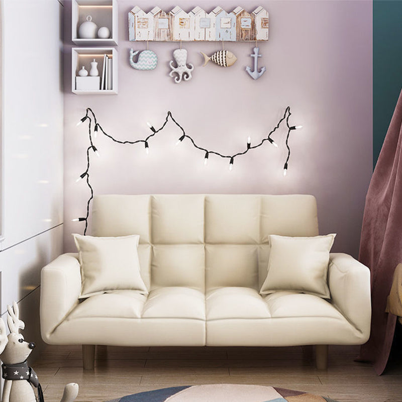 Linen Blend Contemporary Square Sofa Convertible Sofa, 45.66" L X 17.71" W X 25.98" H Off-White Clearhalo 'furn' 'furn_sofas' 'Furniture' 'Living Room Furniture' 'Sofa' 'sofas' 5373447