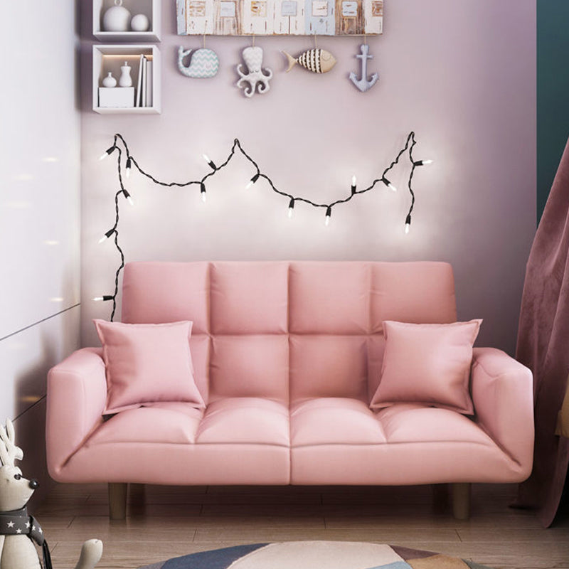 Linen Blend Contemporary Square Sofa Convertible Sofa, 45.66" L X 17.71" W X 25.98" H Pink Clearhalo 'furn' 'furn_sofas' 'Furniture' 'Living Room Furniture' 'Sofa' 'sofas' 5373448