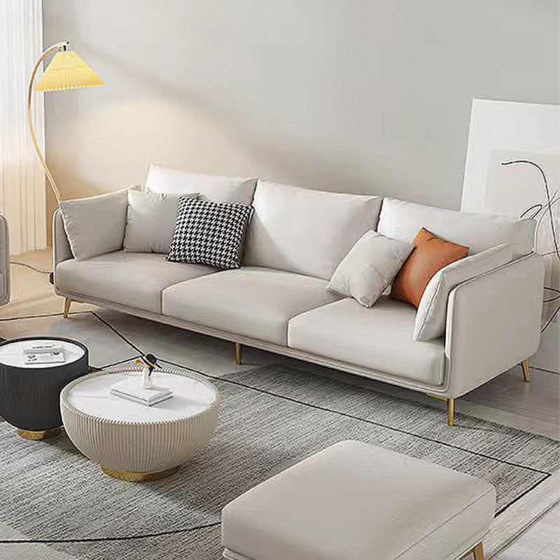 Stationaire vlekbestendige faux leer 3-zits kussenbank met kussens van kussens