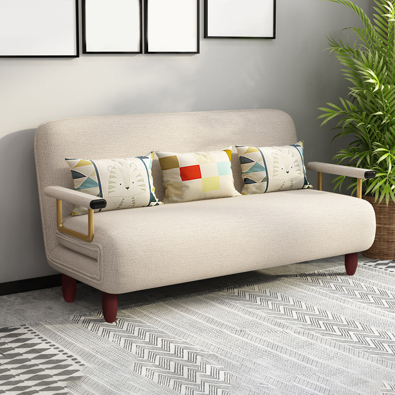 Contemporary Linen Sofa Bed with Pillow Back for Apartment and Bonus Room