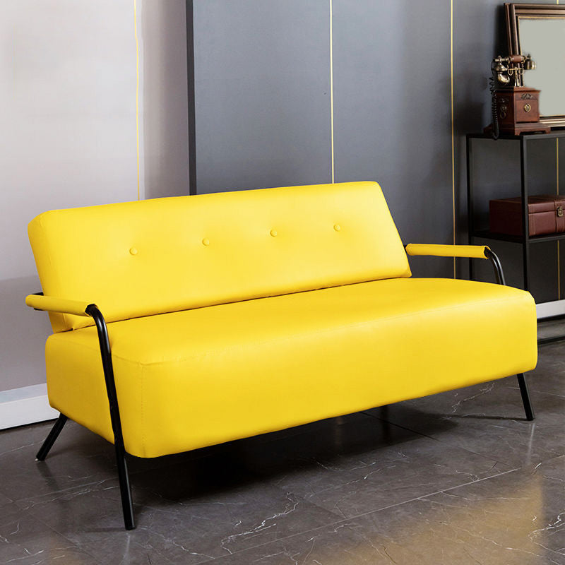 Sofá de espalda industrial de cuero falso con brazo de esmoquin para apartamento