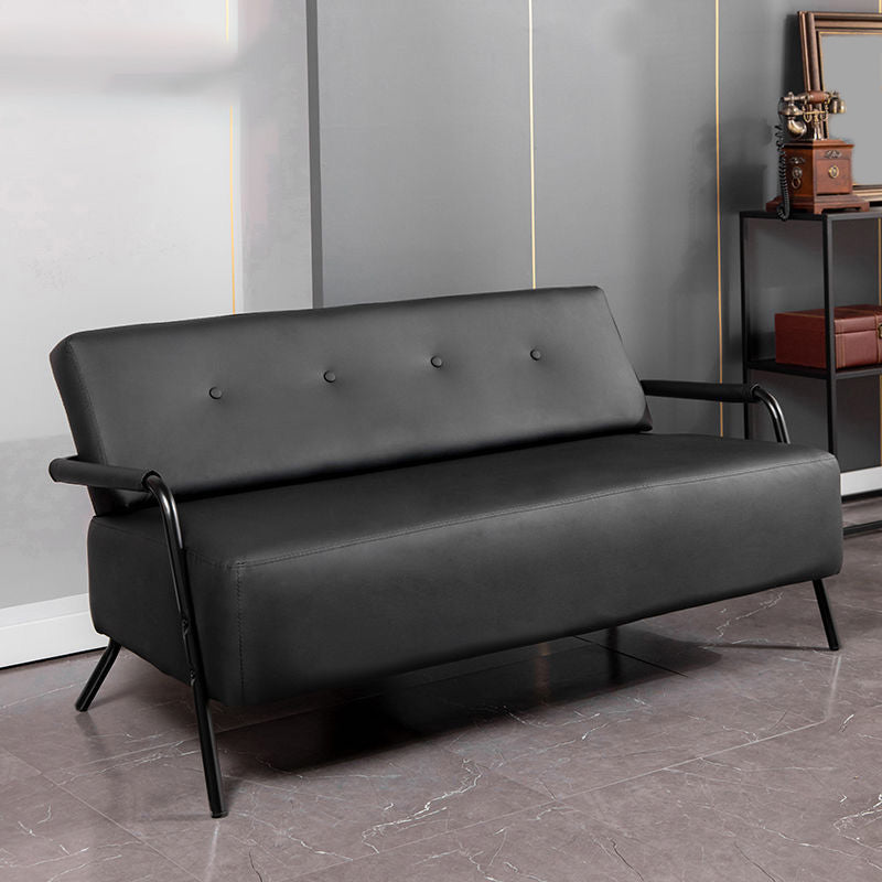 Sofá de espalda industrial de cuero falso con brazo de esmoquin para apartamento