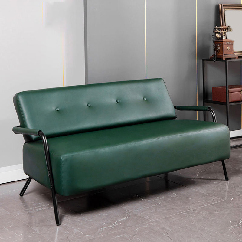 Sofá de espalda industrial de cuero falso con brazo de esmoquin para apartamento
