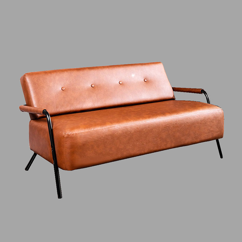 Sofá de espalda industrial de cuero falso con brazo de esmoquin para apartamento