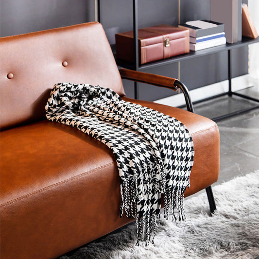 Faux Leather Industrial Tufted Back Sofa with Tuxedo Arm for Apartment