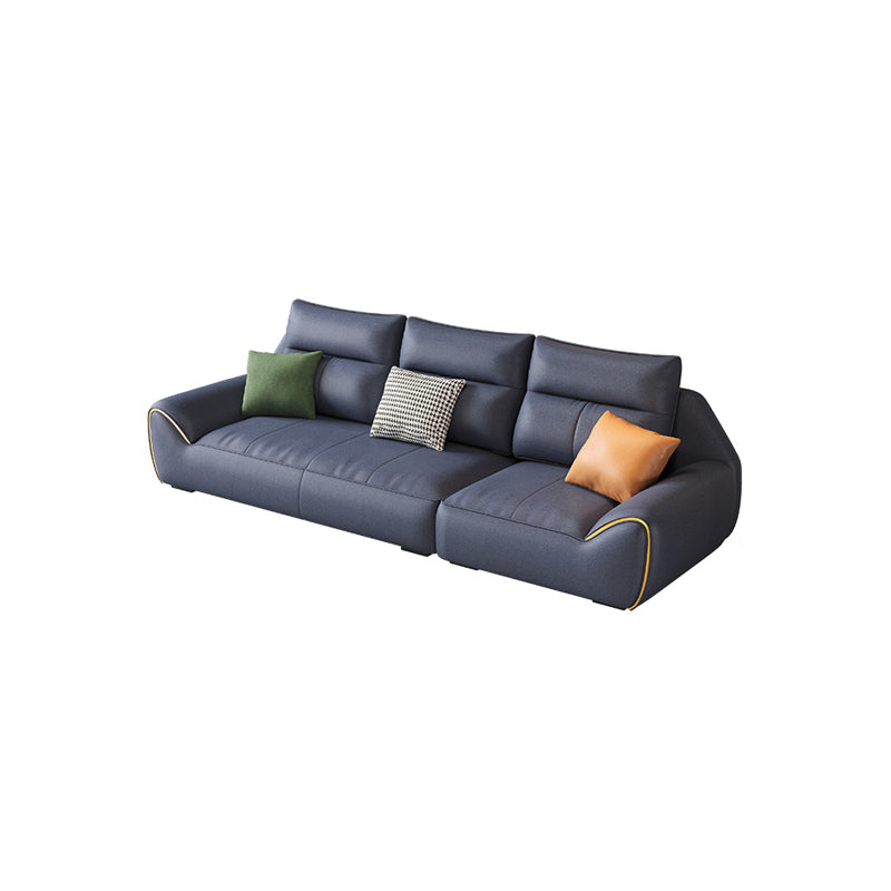 Cuscini rimovibili blu quadrati rimovibili divano e chaise in pelle finta contemporanea