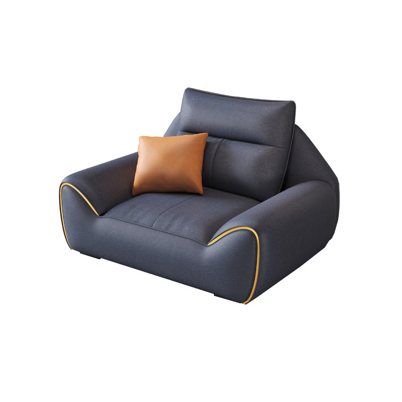 Cuscini rimovibili blu quadrati rimovibili divano e chaise in pelle finta contemporanea