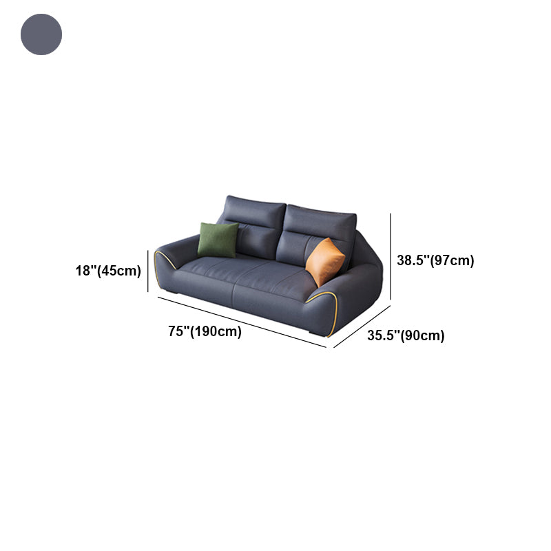 Cuscini rimovibili blu quadrati rimovibili divano e chaise in pelle finta contemporanea