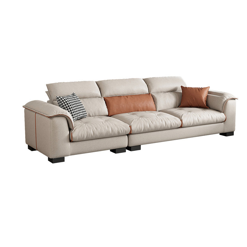 Contemporary Leather and Velvet Tufted Sectional Couch for Living Room