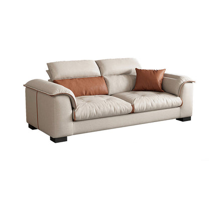 Contemporary Leather and Velvet Tufted Sectional Couch for Living Room