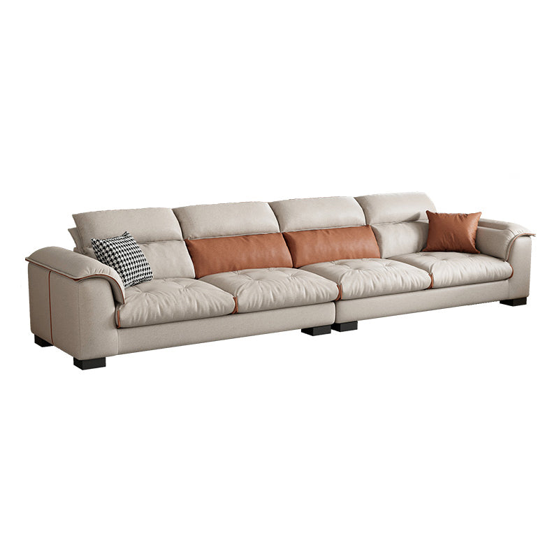 Contemporary Leather and Velvet Tufted Sectional Couch for Living Room