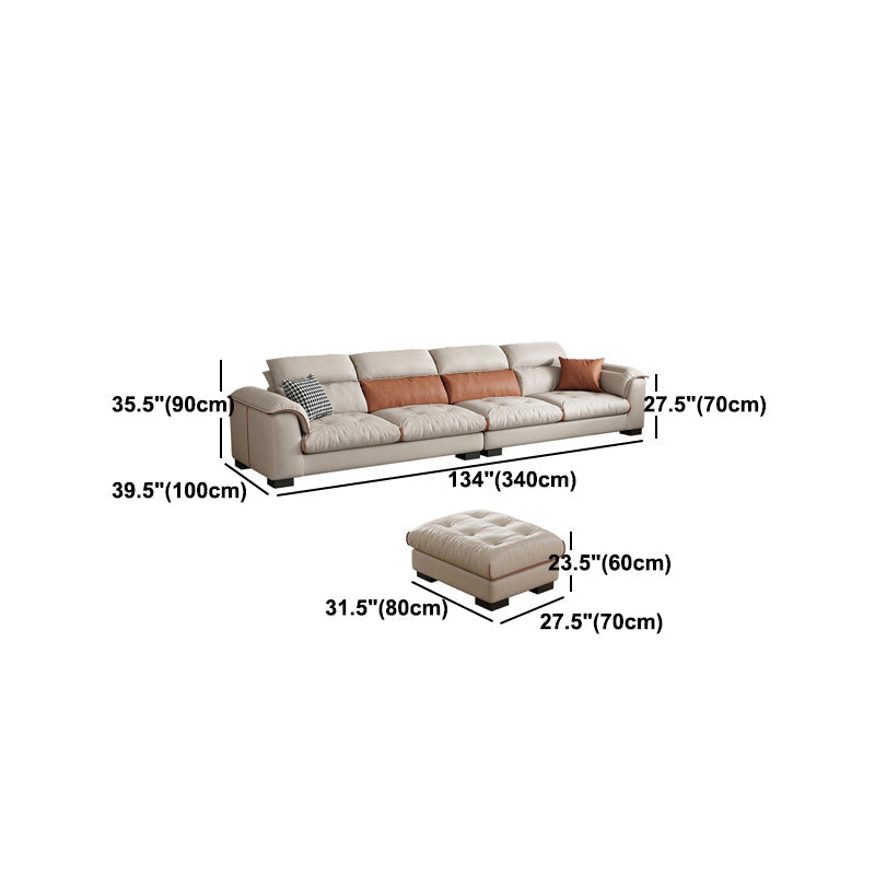 Contemporary Leather and Velvet Tufted Sectional Couch for Living Room