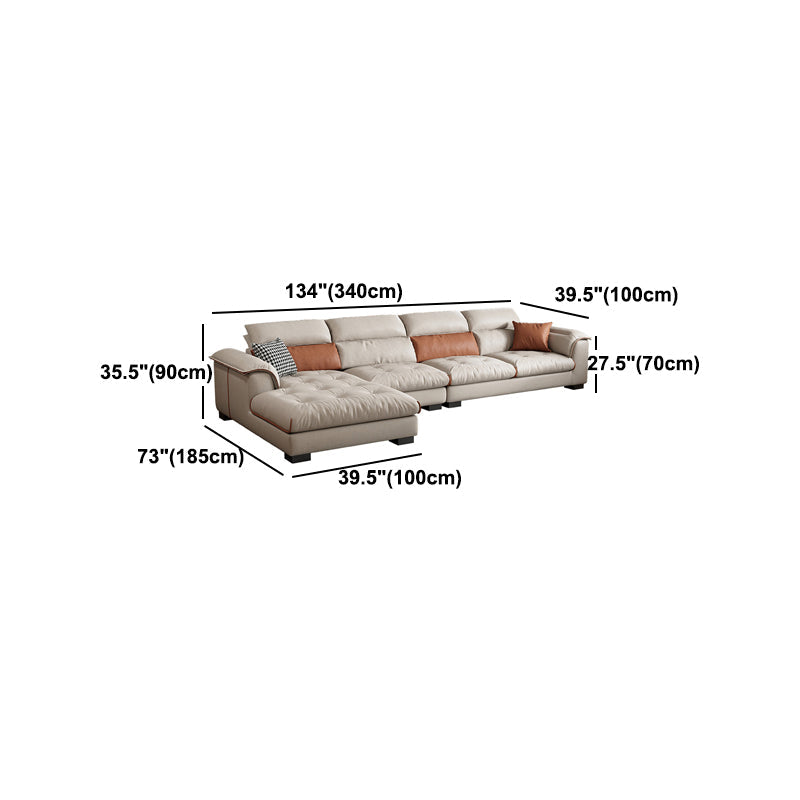 Contemporary Leather and Velvet Tufted Sectional Couch for Living Room
