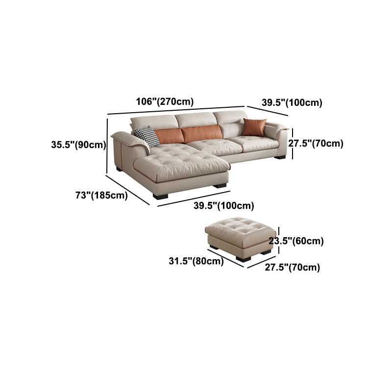 Contemporary Leather and Velvet Tufted Sectional Couch for Living Room