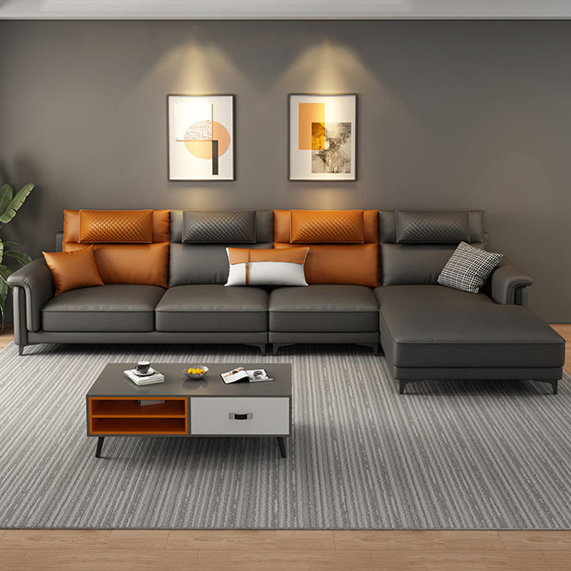 Couchage de canapé de dos de dos contemporain avec oreillers en gris