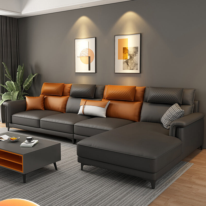 Couchage de canapé de dos de dos contemporain avec oreillers en gris