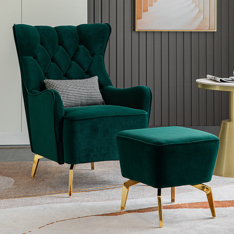 Bonded Leather Wingback Chair with Basic Four Legs and Tufted Back