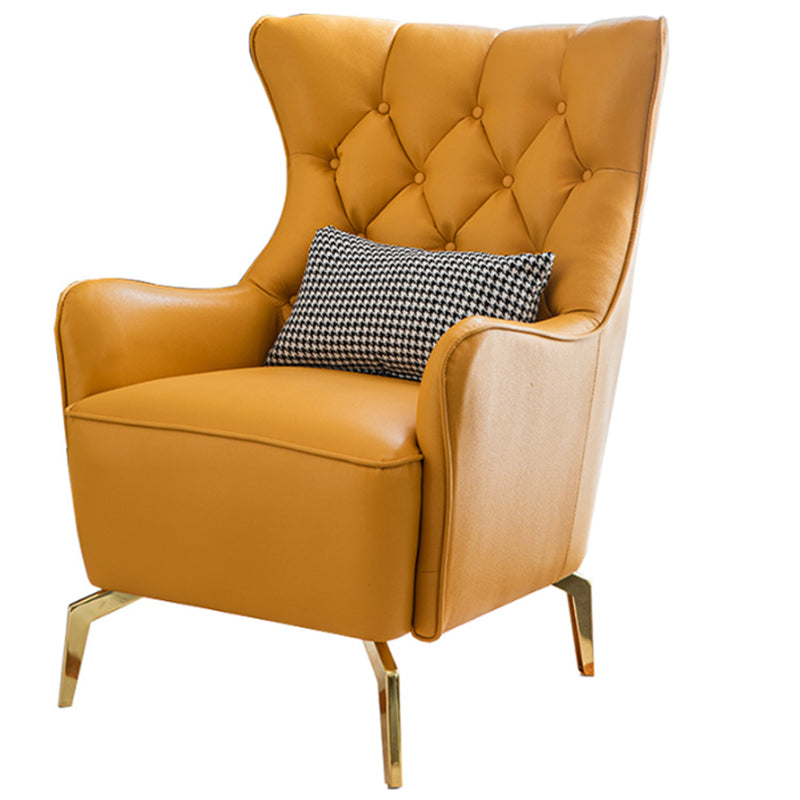 Bonded Leather Wingback Chair with Basic Four Legs and Tufted Back