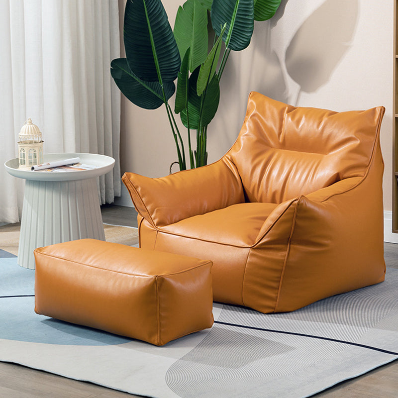 Bonded Leather Lounge Accent Chair with Flared Arms for Living Room Orange With Ottoman Clearhalo 'Accent Chairs' 'accent_chairs' 'Chairs & Seating' 'furn' 'furn_accent_chairs' 'Furniture' 'Living Room Furniture' 5374098
