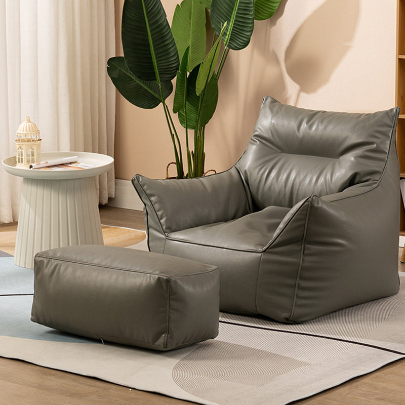 Bonded Leather Lounge Accent Chair with Flared Arms for Living Room Grey With Ottoman Clearhalo 'Accent Chairs' 'accent_chairs' 'Chairs & Seating' 'furn' 'furn_accent_chairs' 'Furniture' 'Living Room Furniture' 5374099