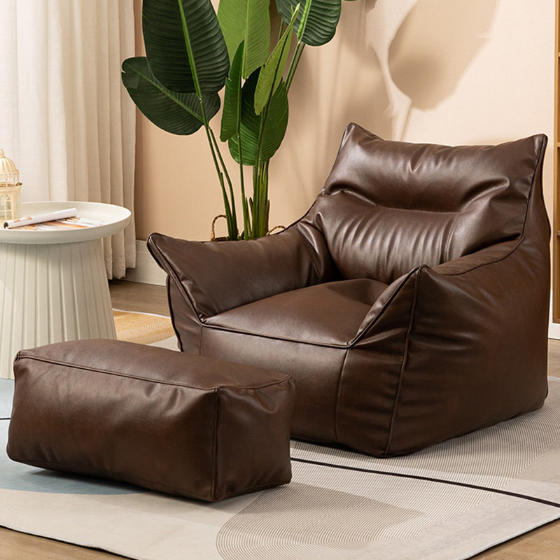 Bonded Leather Lounge Accent Chair with Flared Arms for Living Room Brown With Ottoman Clearhalo 'Accent Chairs' 'accent_chairs' 'Chairs & Seating' 'furn' 'furn_accent_chairs' 'Furniture' 'Living Room Furniture' 5374101