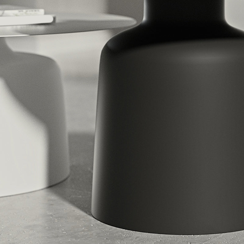 15.7 "/18.5"背の高い鉄の台座白 /黒い丸いコーヒーテーブル