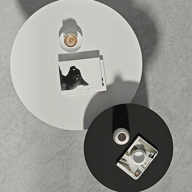 15.7 "/18.5"背の高い鉄の台座白 /黒い丸いコーヒーテーブル