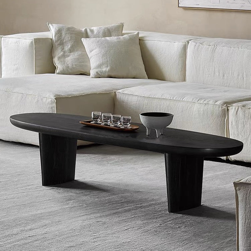 North European Oval Coffee Table Wood Cocktail Table in Black Clearhalo 'Coffee & Accent Tables' 'Coffee Tables' 'coffee_tables' 'furn' 'furn_coffee_tables' 'Furniture' 'Living Room Furniture' 5374174