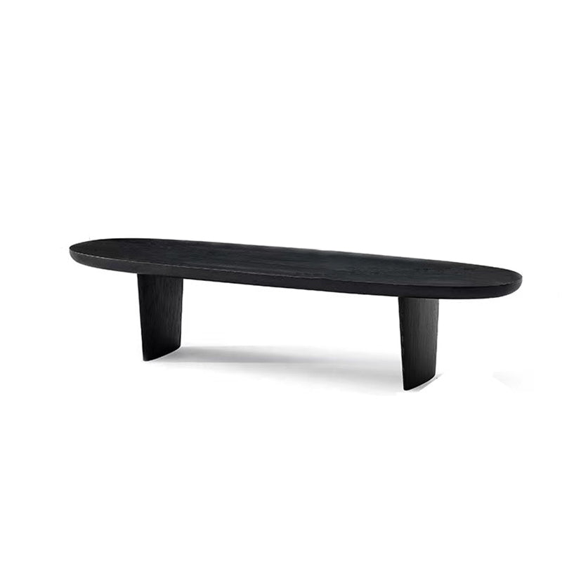 North European Oval Coffee Table Wood Cocktail Table in Black 59"L x 19"W x 16"H Clearhalo 'Coffee & Accent Tables' 'Coffee Tables' 'coffee_tables' 'furn' 'furn_coffee_tables' 'Furniture' 'Living Room Furniture' 5374175