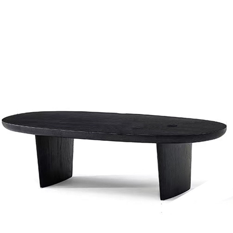 North European Oval Coffee Table Wood Cocktail Table in Black 39"L x 19"W x 16"H Clearhalo 'Coffee & Accent Tables' 'Coffee Tables' 'coffee_tables' 'furn' 'furn_coffee_tables' 'Furniture' 'Living Room Furniture' 5374176