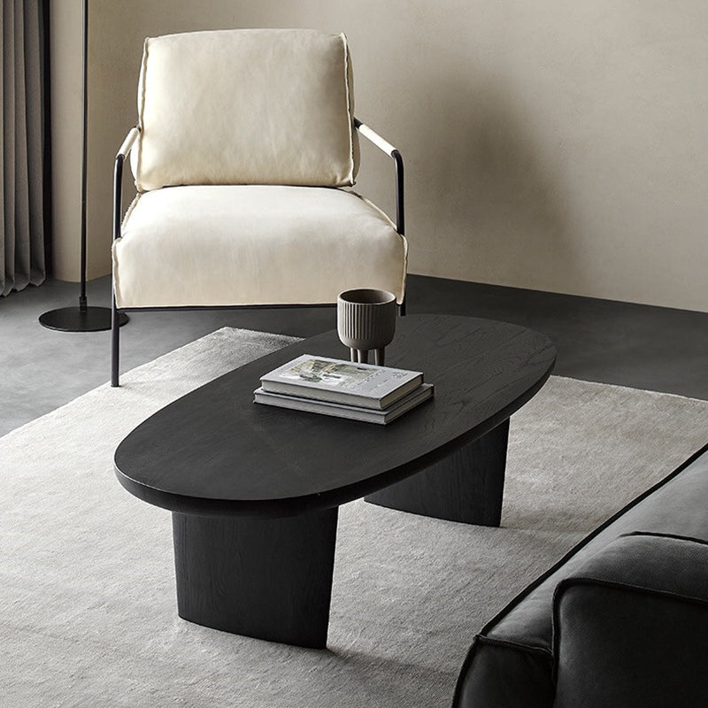 North European Oval Coffee Table Wood Cocktail Table in Black Clearhalo 'Coffee & Accent Tables' 'Coffee Tables' 'coffee_tables' 'furn' 'furn_coffee_tables' 'Furniture' 'Living Room Furniture' 5374179
