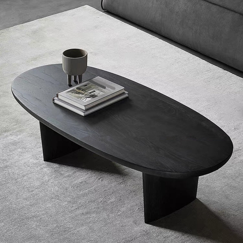 North European Oval Coffee Table Wood Cocktail Table in Black Clearhalo 'Coffee & Accent Tables' 'Coffee Tables' 'coffee_tables' 'furn' 'furn_coffee_tables' 'Furniture' 'Living Room Furniture' 5374180