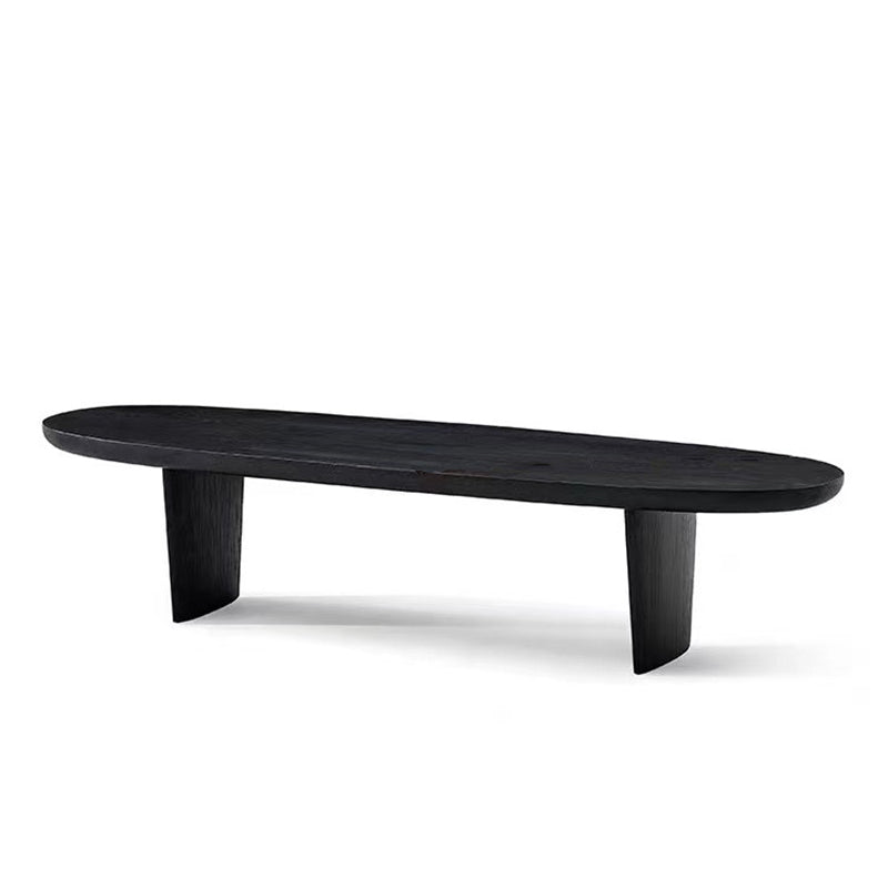North European Oval Coffee Table Wood Cocktail Table in Black 47"L x 24"W x 16"H Clearhalo 'Coffee & Accent Tables' 'Coffee Tables' 'coffee_tables' 'furn' 'furn_coffee_tables' 'Furniture' 'Living Room Furniture' 5374181