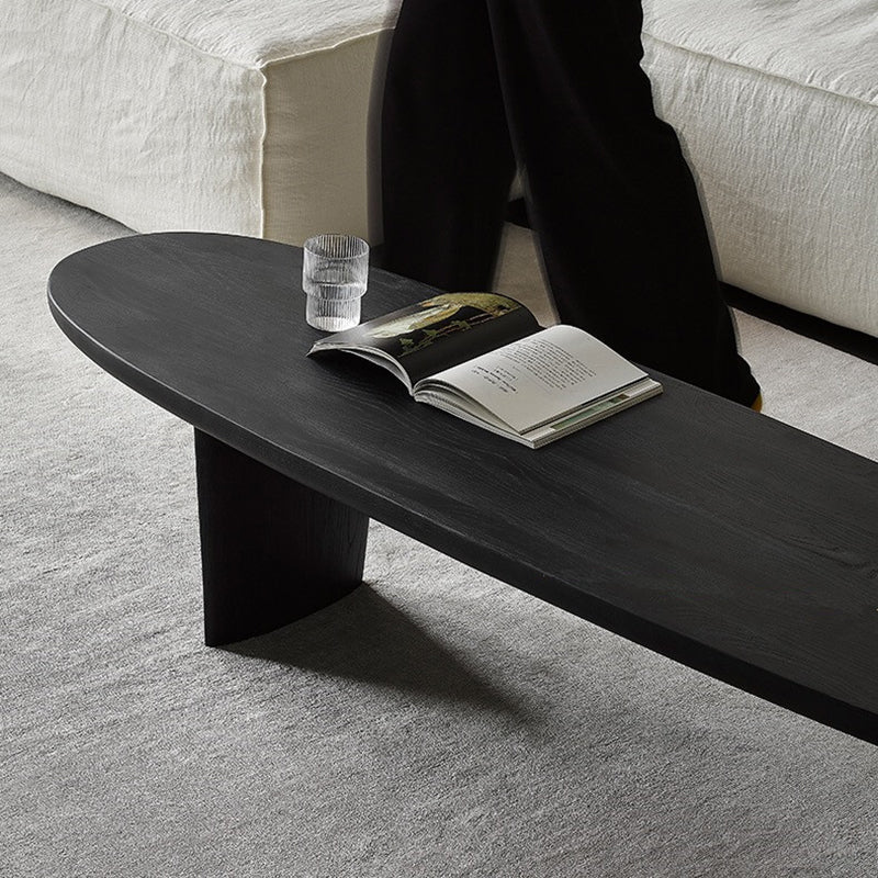 North European Oval Coffee Table Wood Cocktail Table in Black Clearhalo 'Coffee & Accent Tables' 'Coffee Tables' 'coffee_tables' 'furn' 'furn_coffee_tables' 'Furniture' 'Living Room Furniture' 5374184