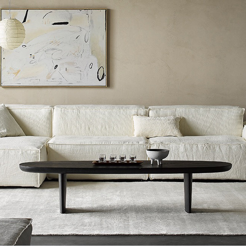 North European Oval Coffee Table Wood Cocktail Table in Black Clearhalo 'Coffee & Accent Tables' 'Coffee Tables' 'coffee_tables' 'furn' 'furn_coffee_tables' 'Furniture' 'Living Room Furniture' 5374185