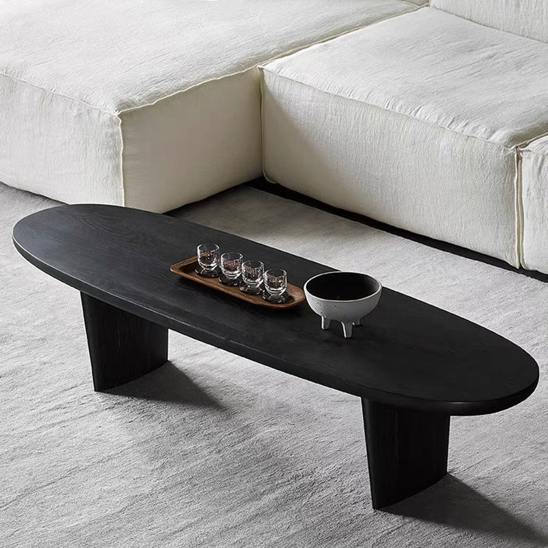 North European Oval Coffee Table Wood Cocktail Table in Black Clearhalo 'Coffee & Accent Tables' 'Coffee Tables' 'coffee_tables' 'furn' 'furn_coffee_tables' 'Furniture' 'Living Room Furniture' 5374186